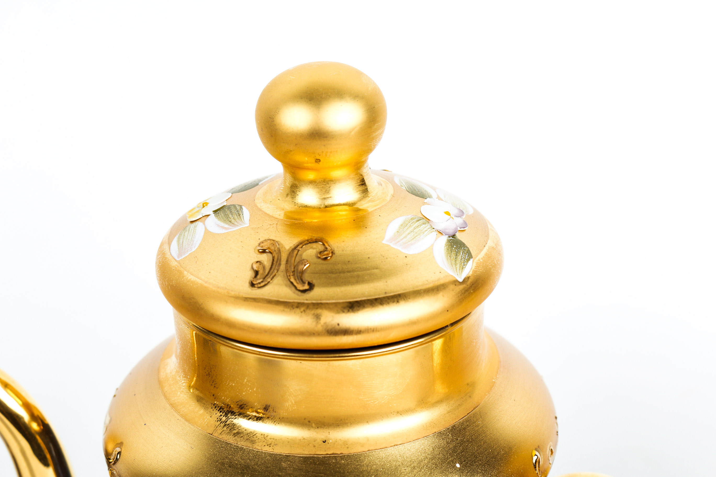 Hand Painted Venetian Murano Glass Tea Set in Cobalt and 24K Gold