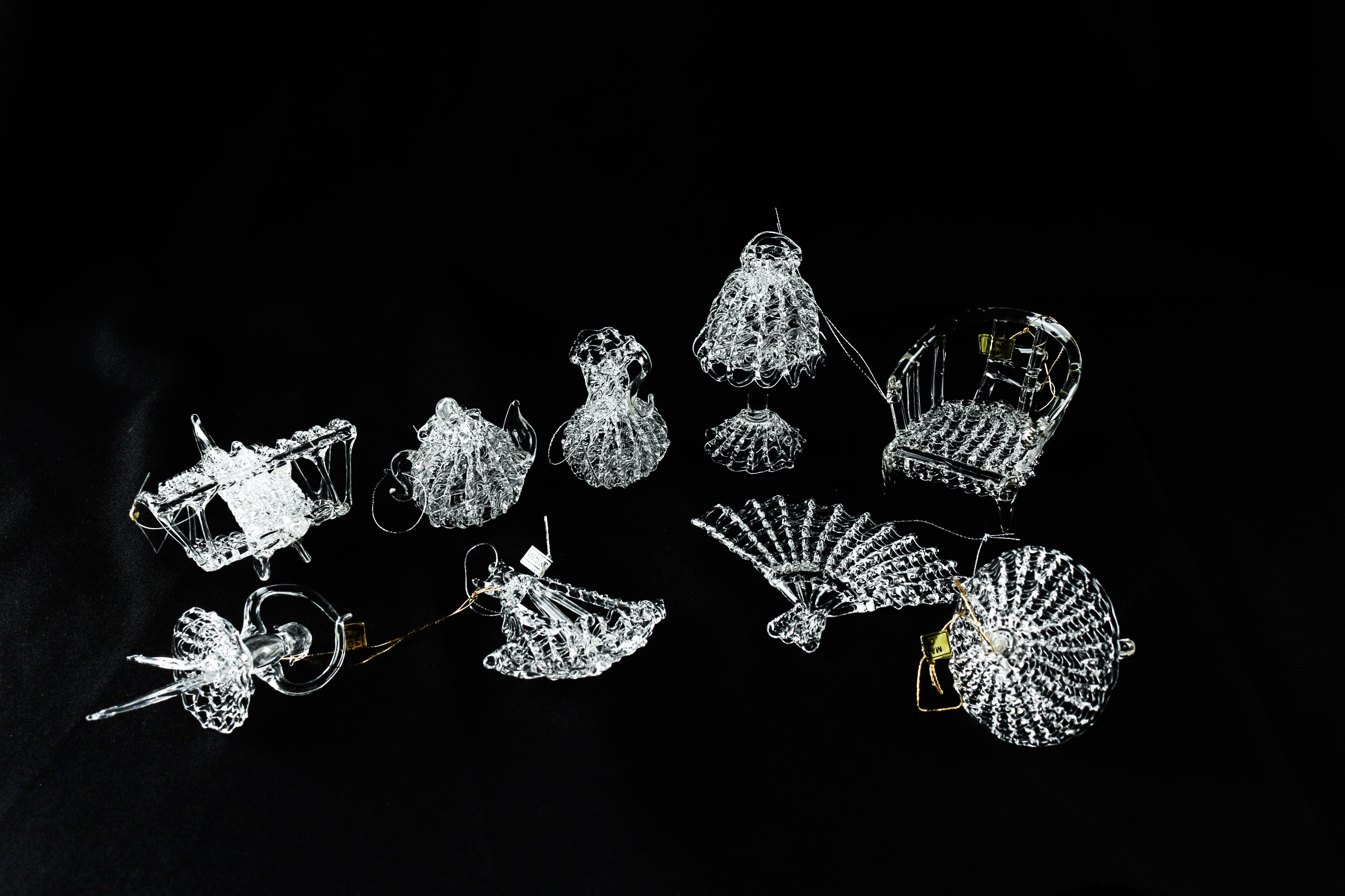 Spun Glass Christmas Tree Ornaments Including Silvestri