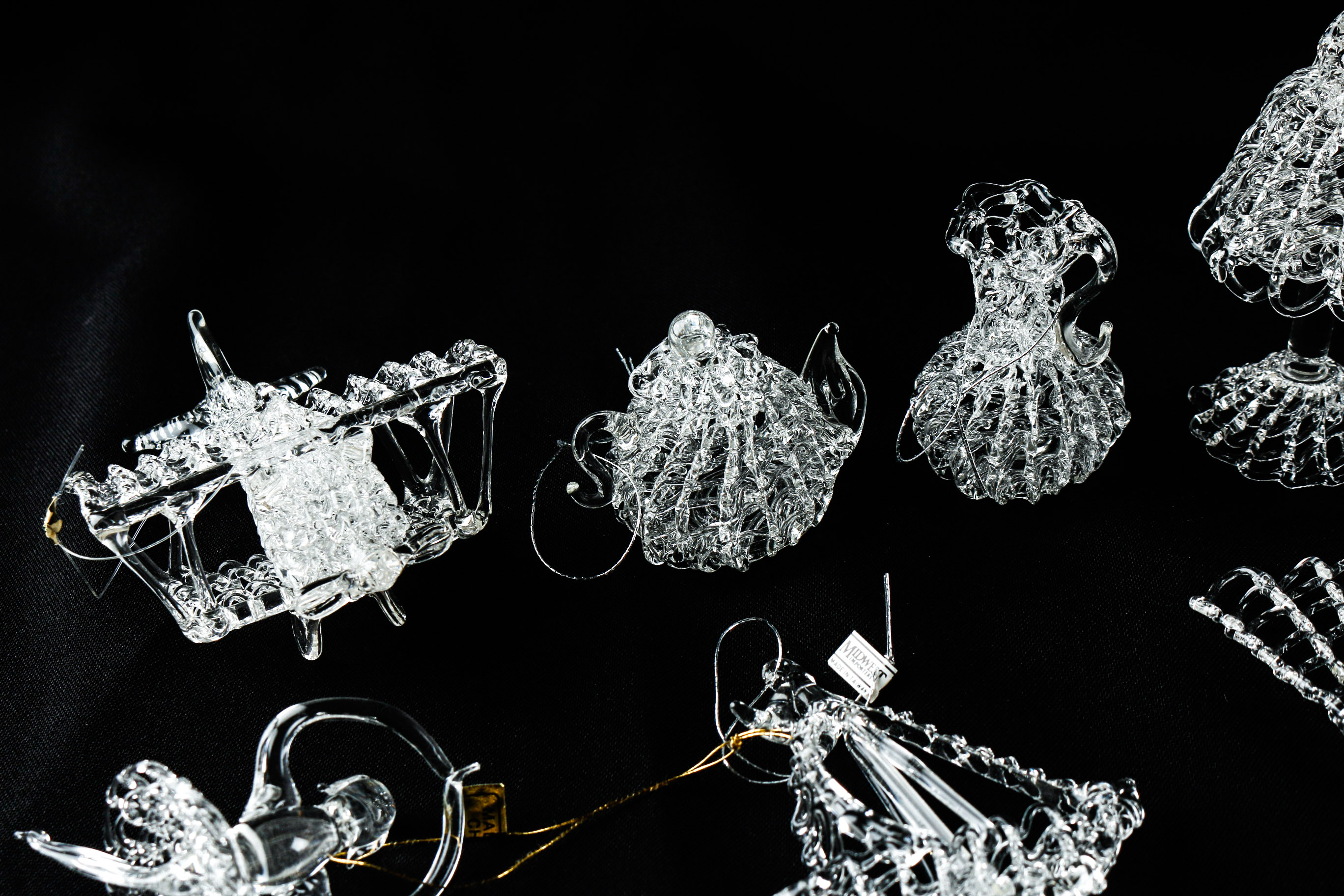 Spun Glass Christmas Tree Ornaments Including Silvestri