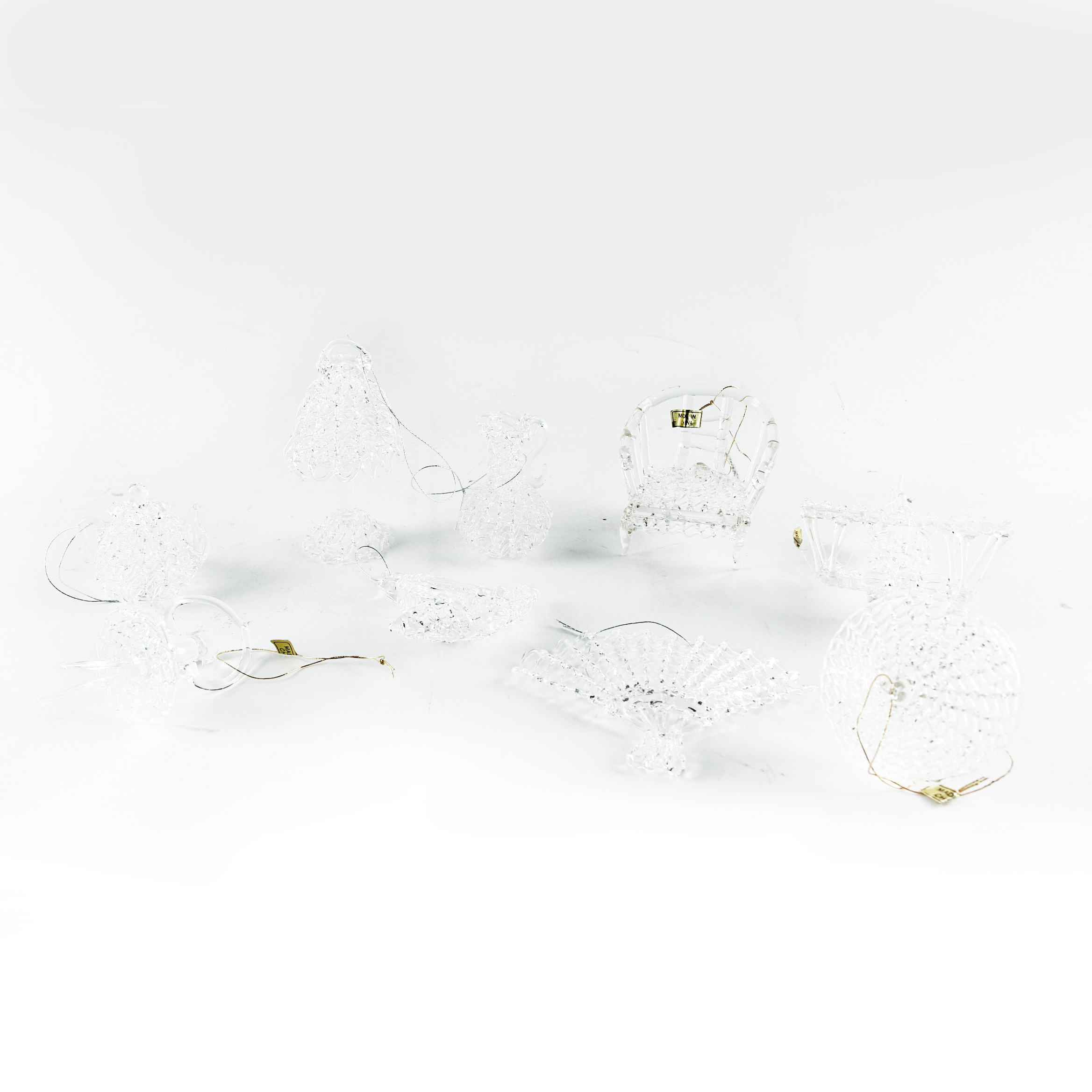 Spun Glass Christmas Tree Ornaments Including Silvestri