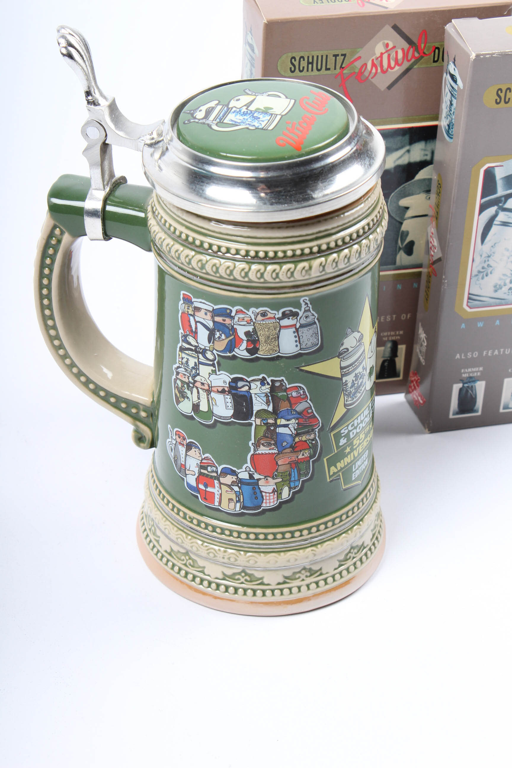 Limited Edition 55th Anniversary Schultz and Dooley Caricature Stein with VHS Festival Tapes