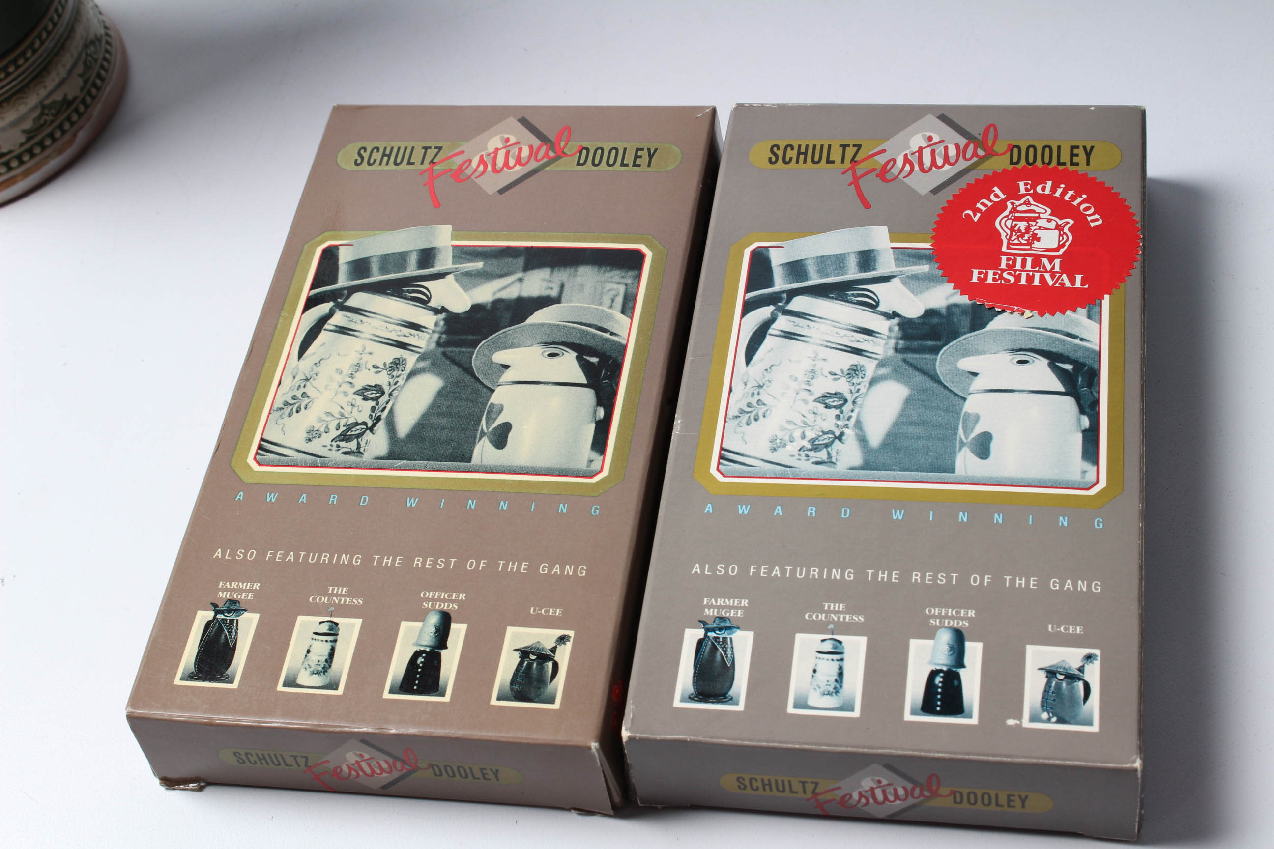 Limited Edition 55th Anniversary Schultz and Dooley Caricature Stein with VHS Festival Tapes