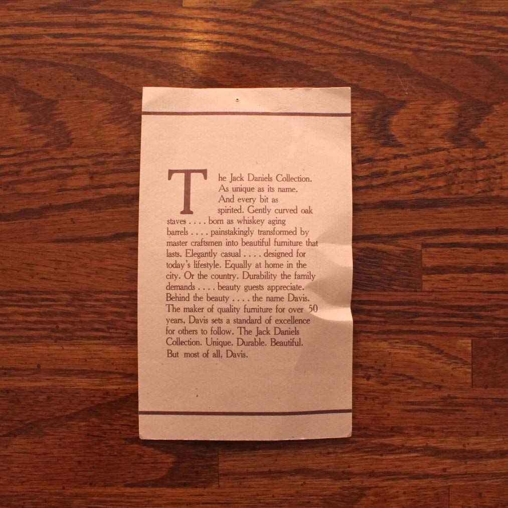 Davis Cabinet Solid Oak Jack Daniel Barrel Collection Coffee Table