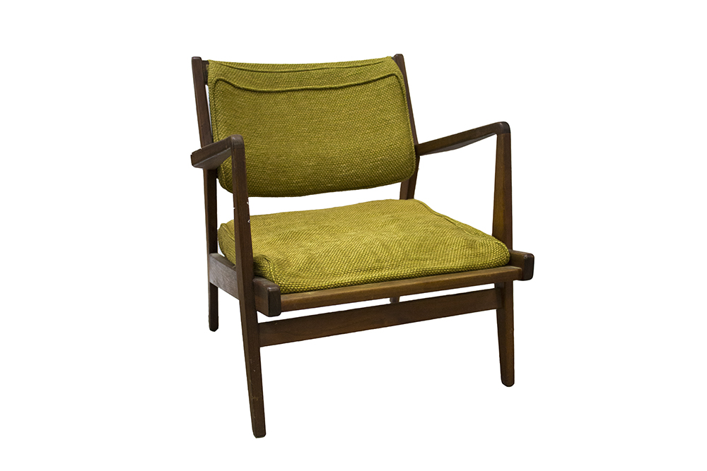 Signed Jens Risom Danish Modern Walnut Lounge Chair