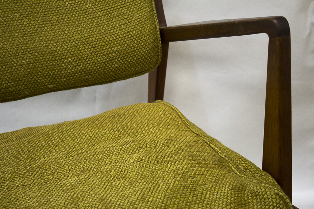 Signed Jens Risom Danish Modern Walnut Lounge Chair