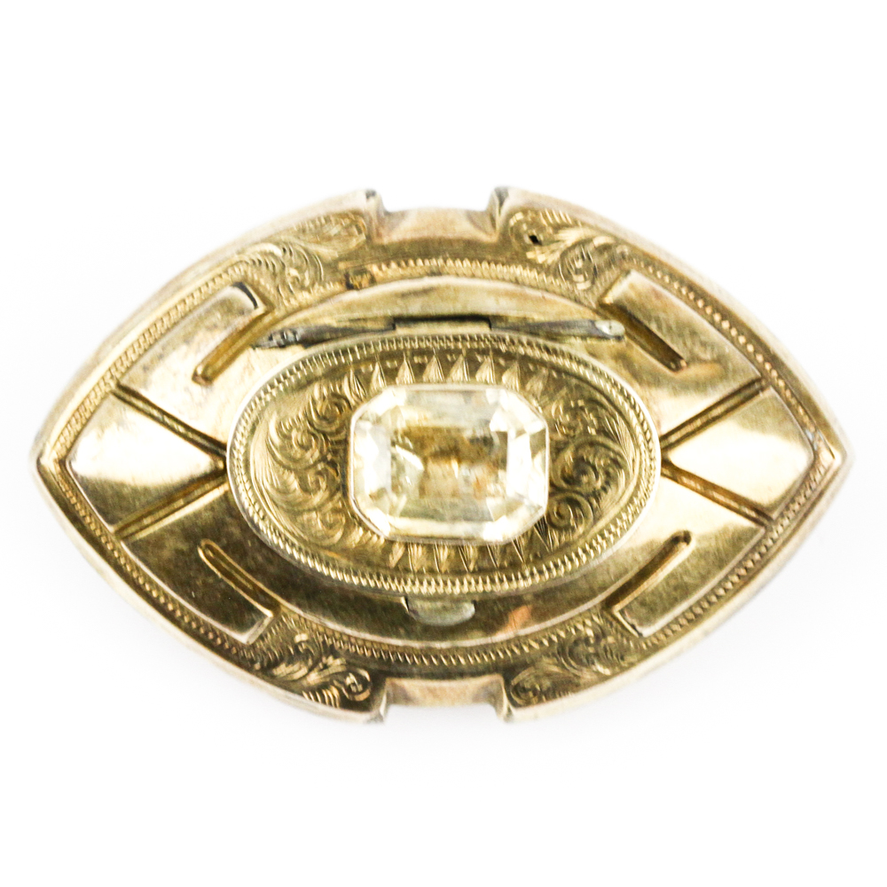Victorian Citrine Mourning Brooch