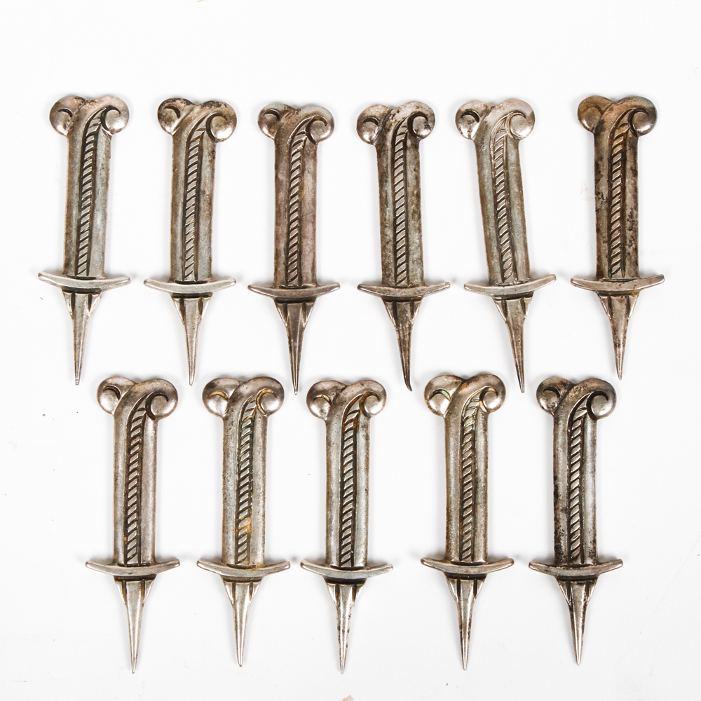 Set of Antique Silver Corn Holders