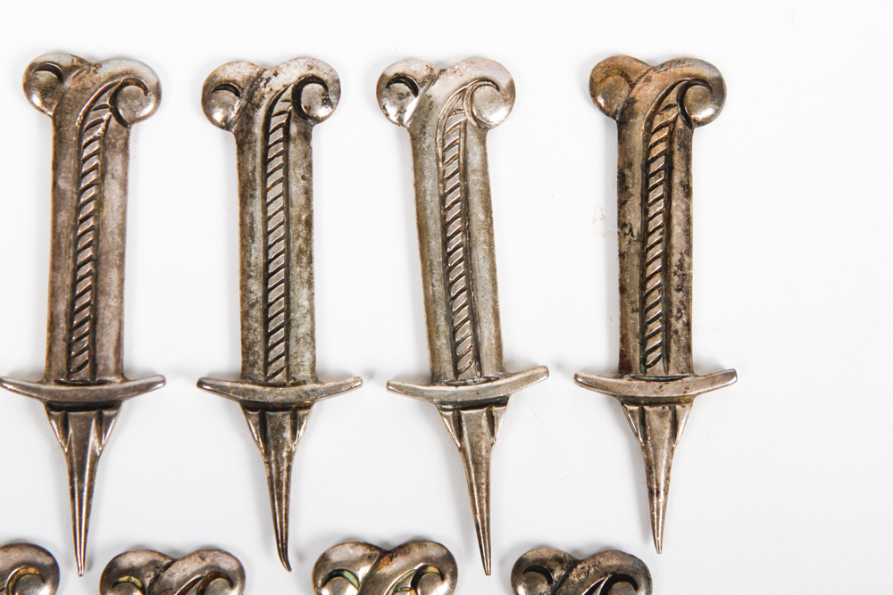 Set of Antique Silver Corn Holders