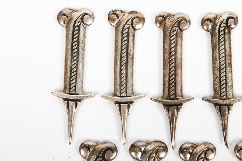 Set of Antique Silver Corn Holders