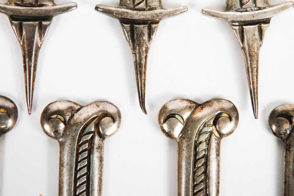 Set of Antique Silver Corn Holders