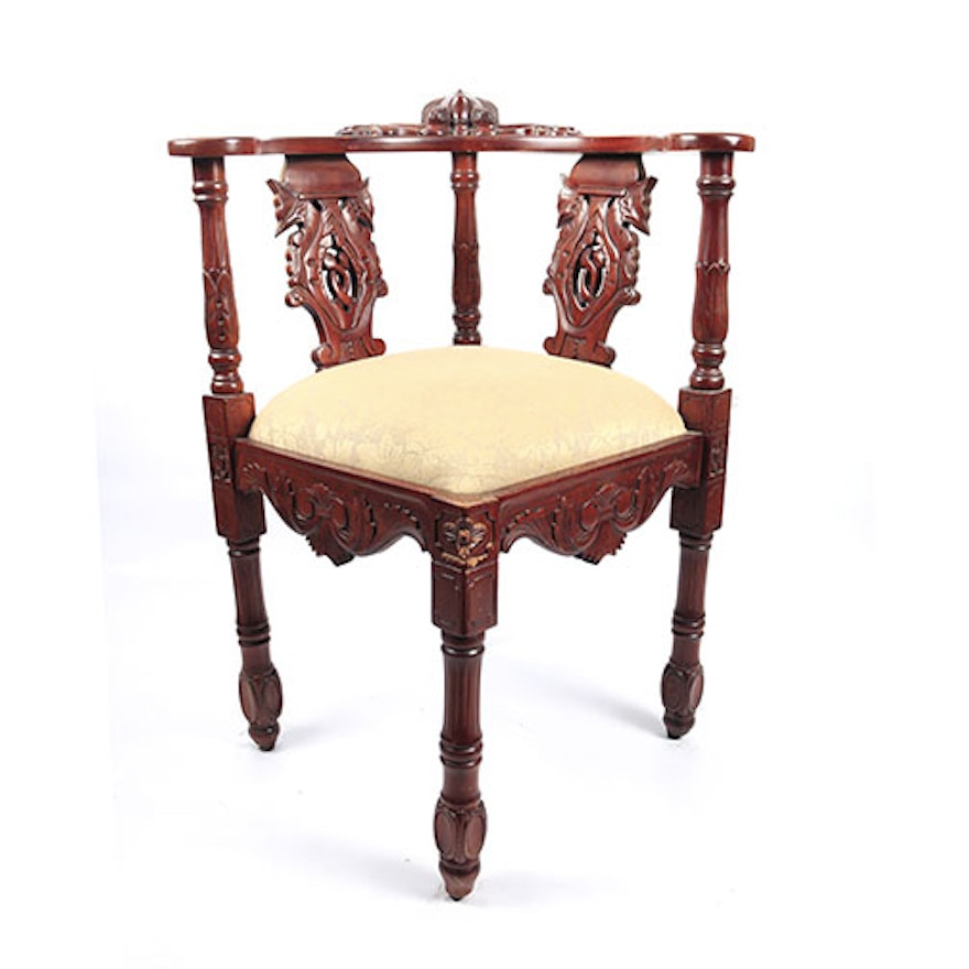 Contemporary Indonesian Renaissance Revival Style Corner Chair