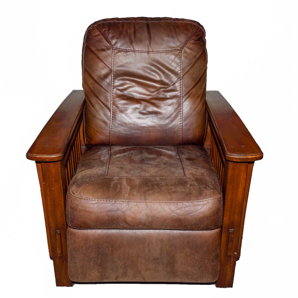 Leather and Wood Recliner