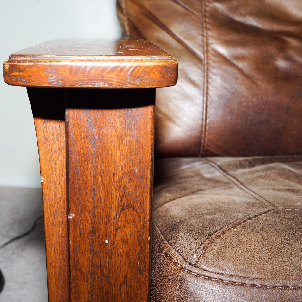 Leather and Wood Recliner