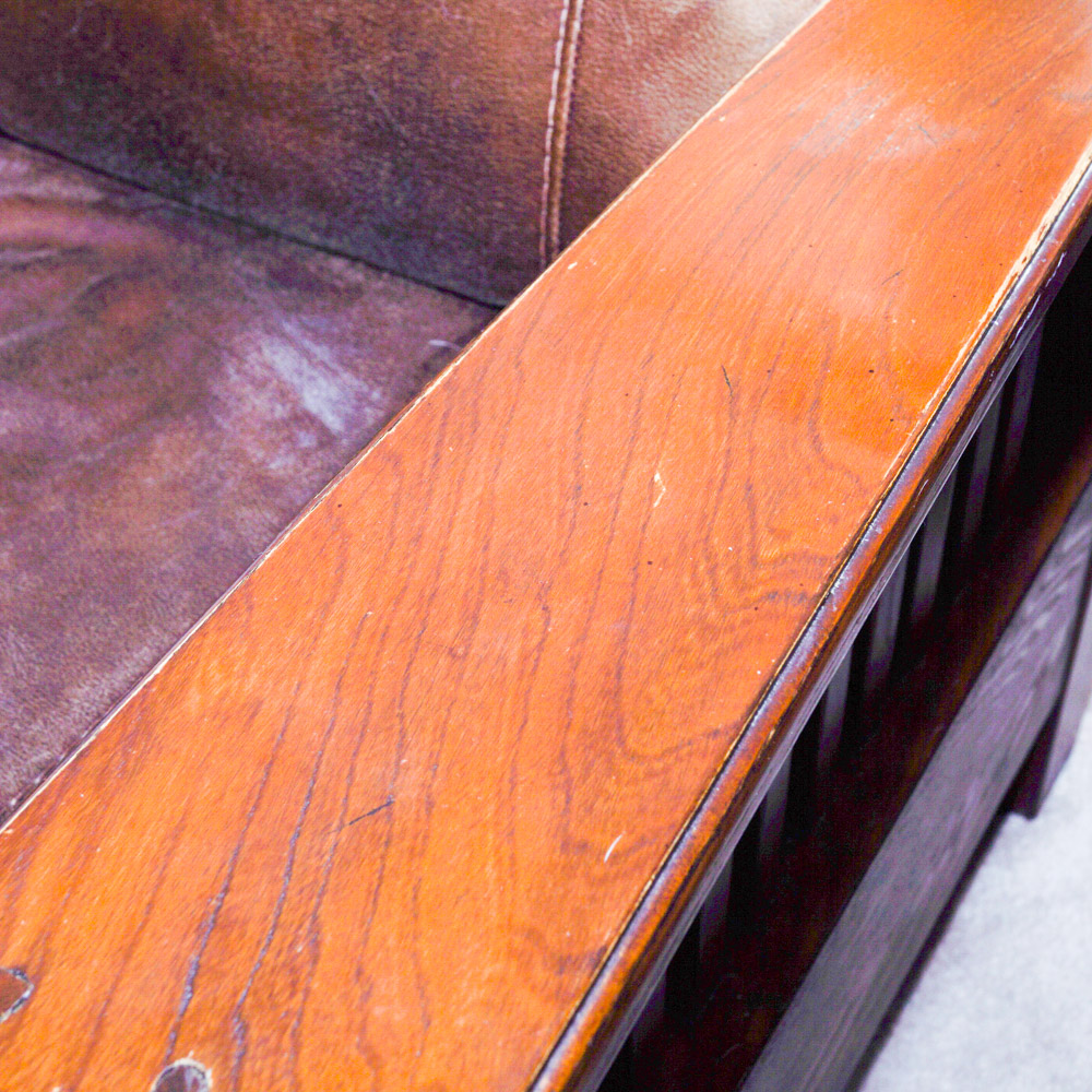 Leather and Wood Recliner