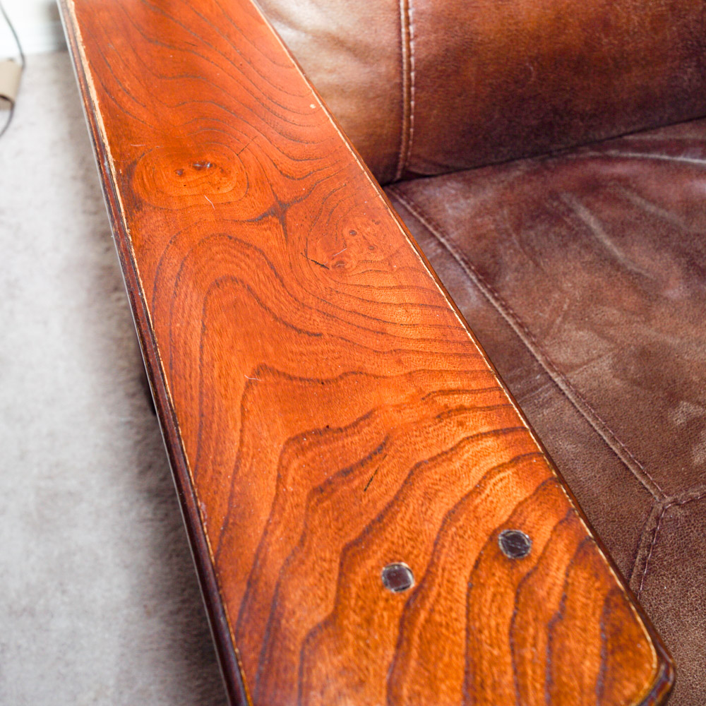 Leather and Wood Recliner