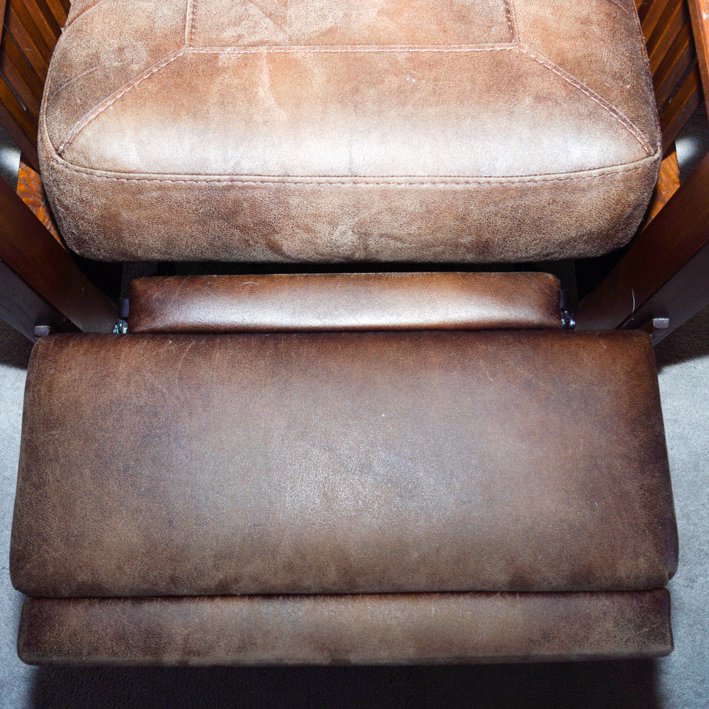 Leather and Wood Recliner