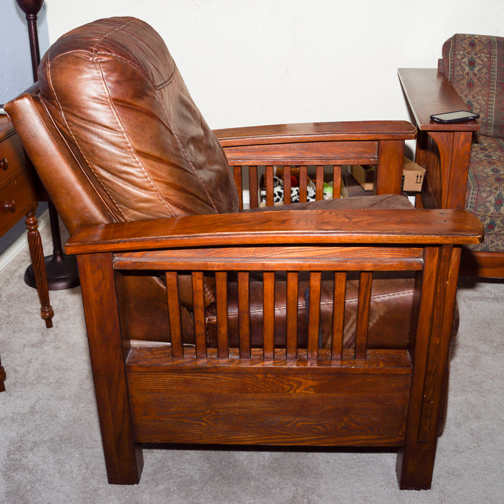 Leather and Wood Recliner