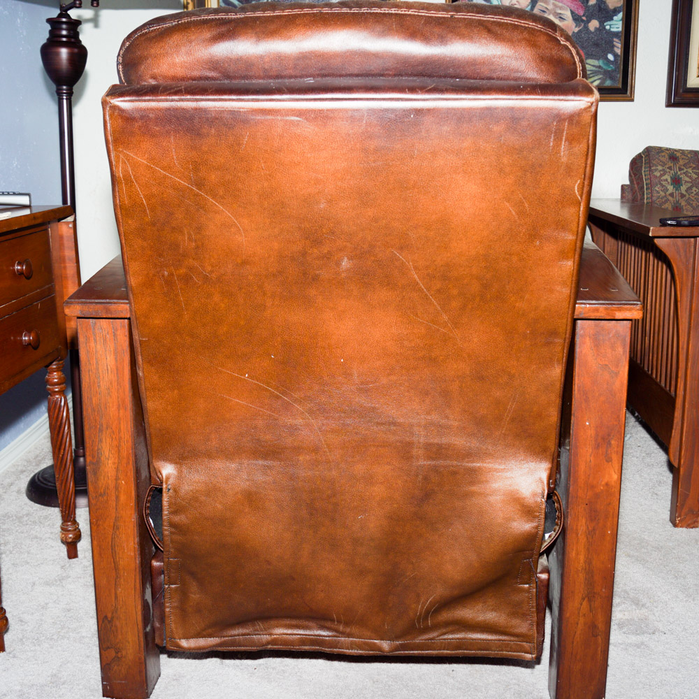 Leather and Wood Recliner