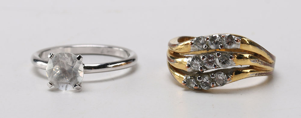 Collection of Silver Tone Costume Jewelry with Gold Tone Ring