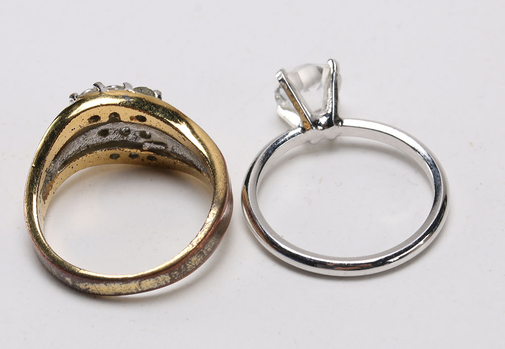 Collection of Silver Tone Costume Jewelry with Gold Tone Ring