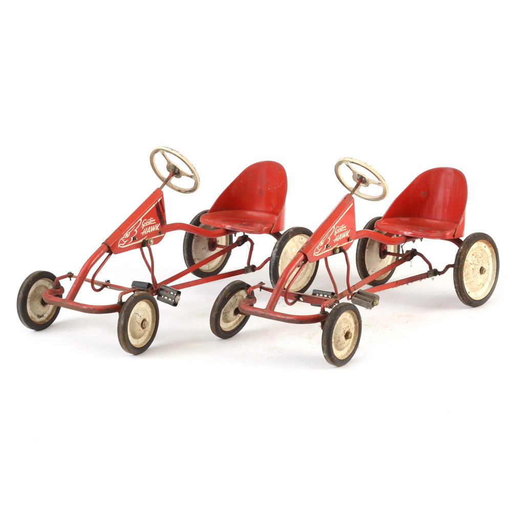 Two Vintage Garton Hawk Pedal Cars