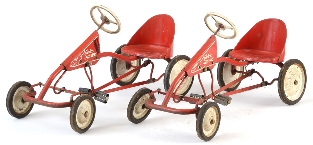 Two Vintage Garton Hawk Pedal Cars