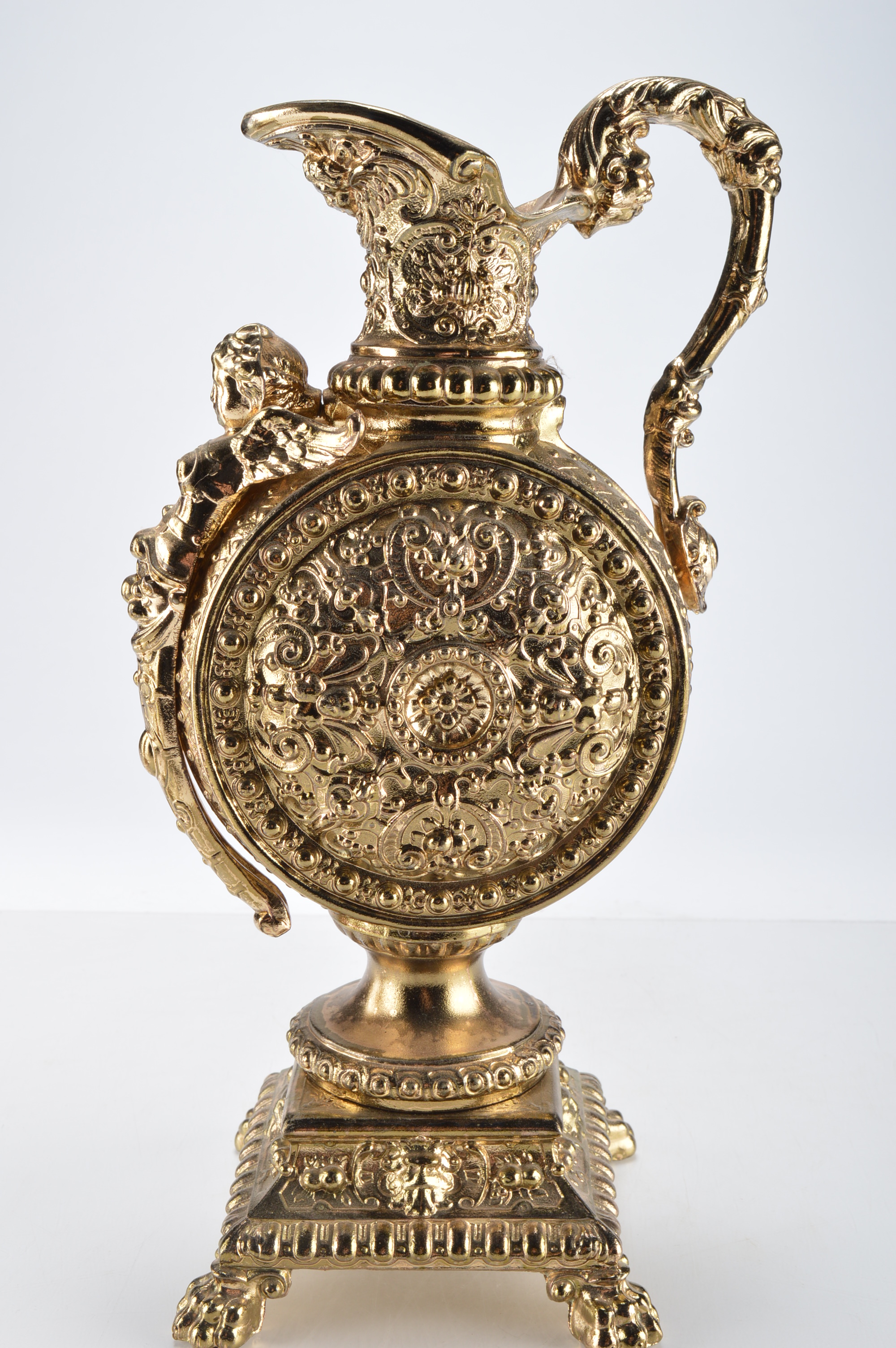 Antique Brass Ansonia Clock Garniture Ewers