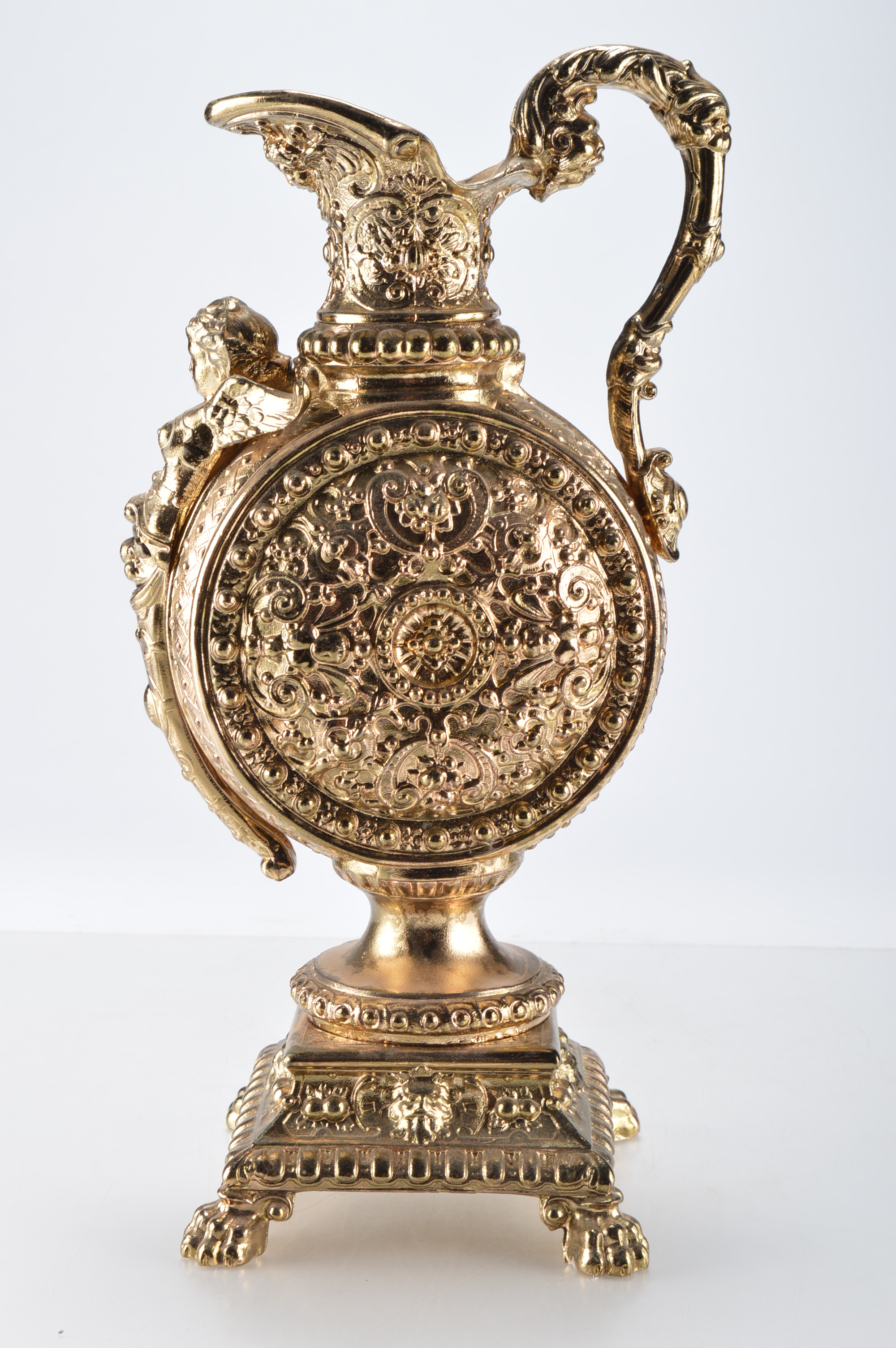 Antique Brass Ansonia Clock Garniture Ewers