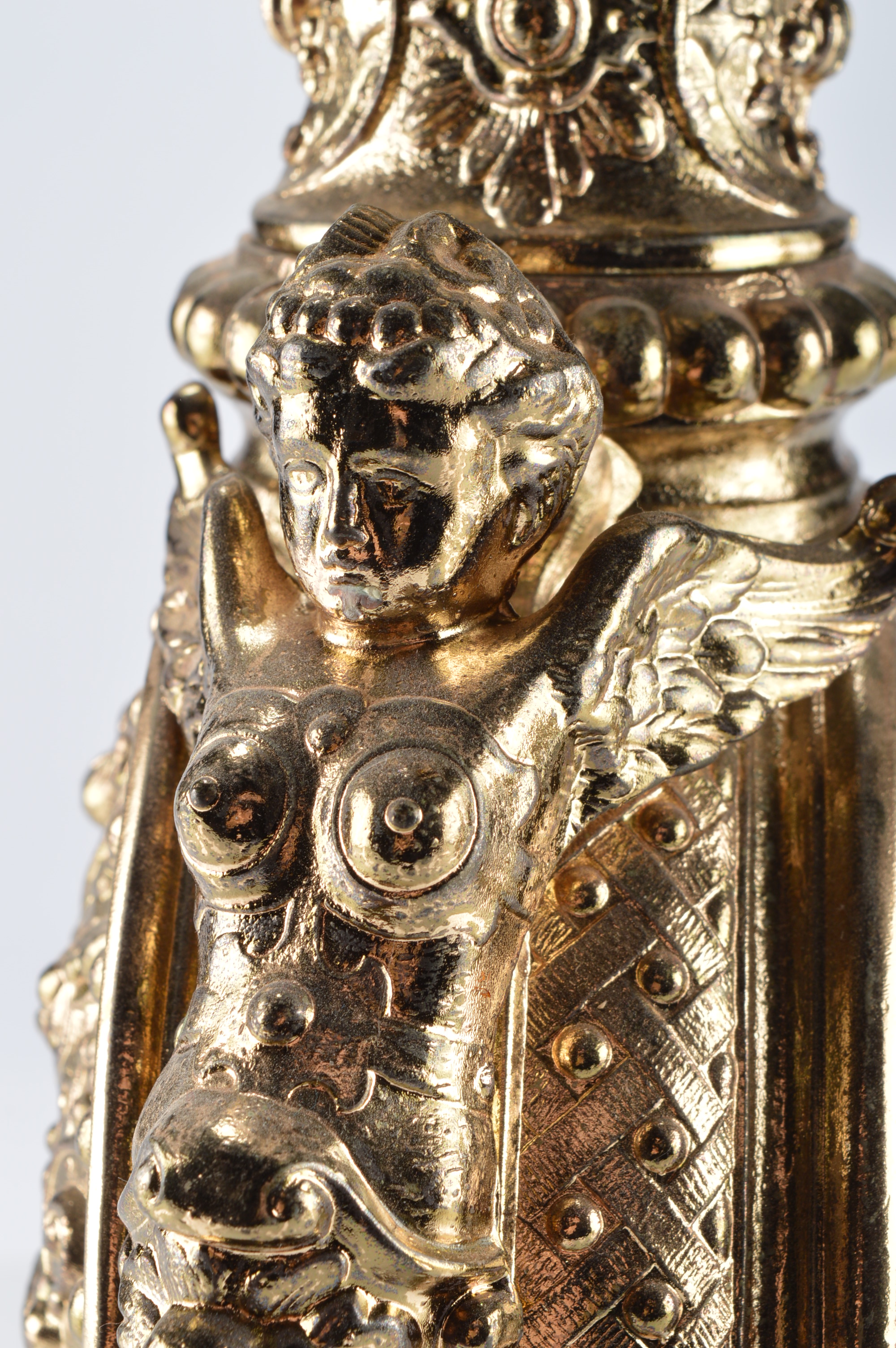 Antique Brass Ansonia Clock Garniture Ewers