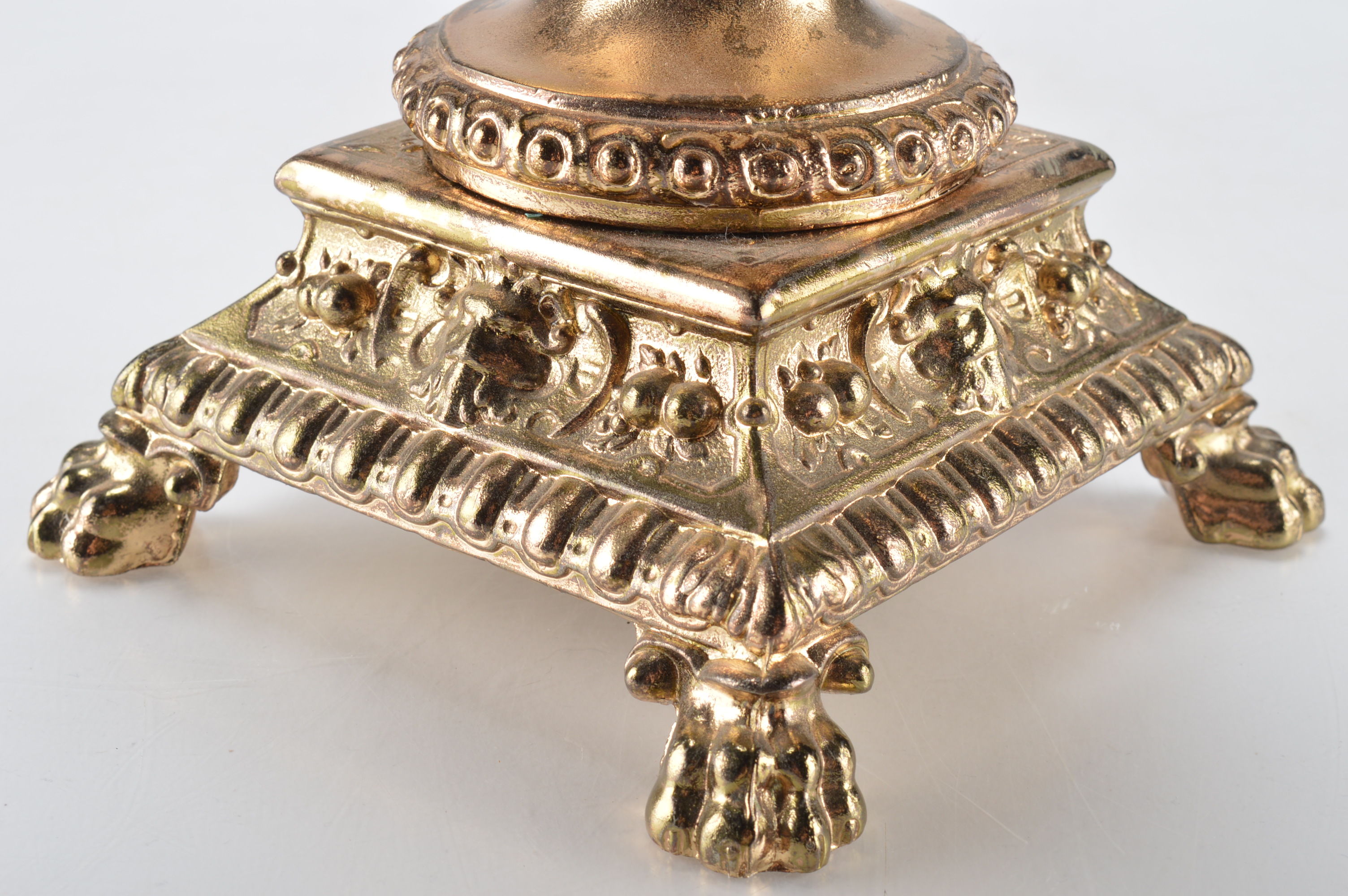 Antique Brass Ansonia Clock Garniture Ewers