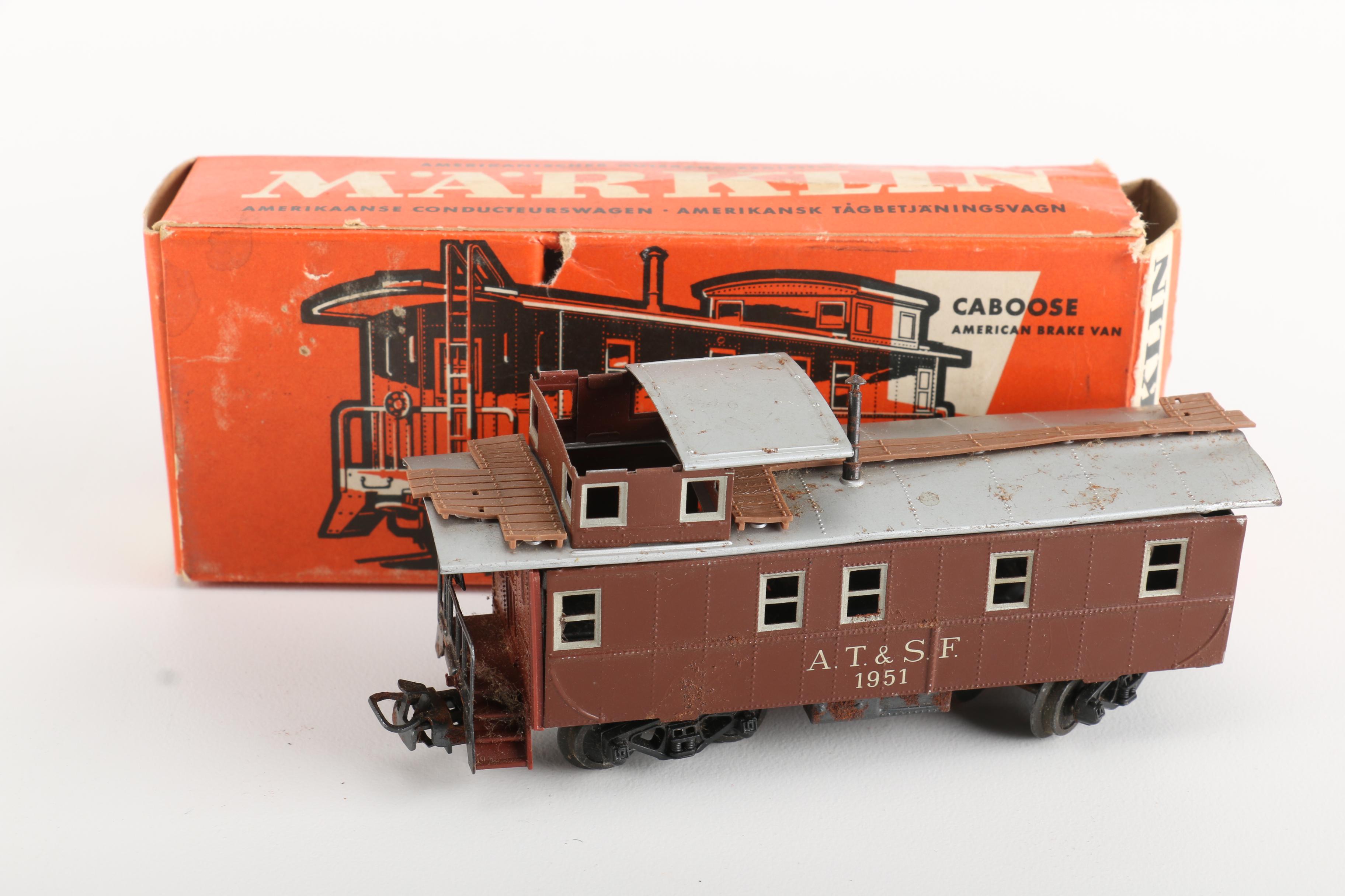 Vintage Train Car Toys Featuring a 1951 HO Scale Marklin 4570 Caboose