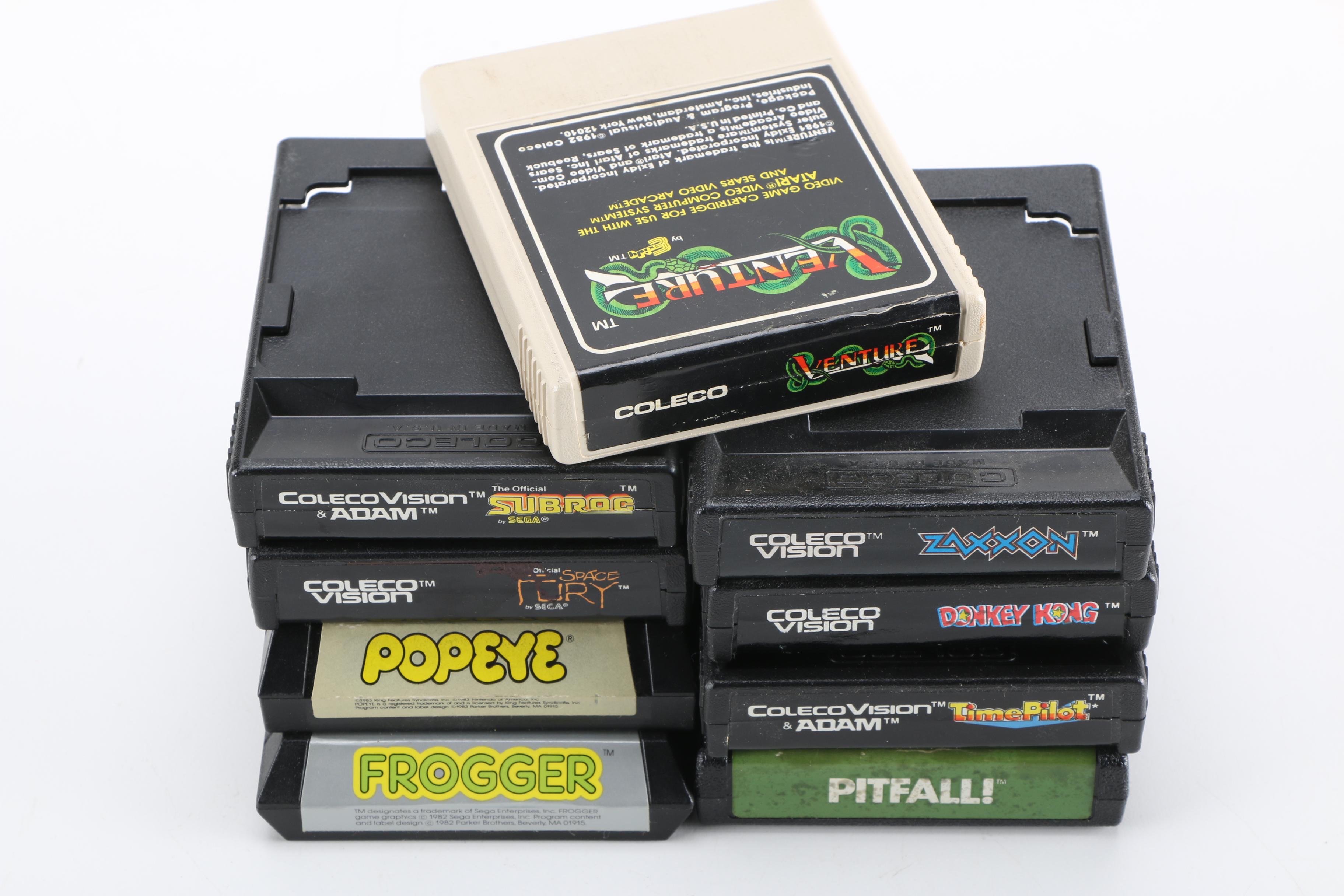 Colecovision Console, Handheld Coleco Quarterback game and Popular Game Cartridges