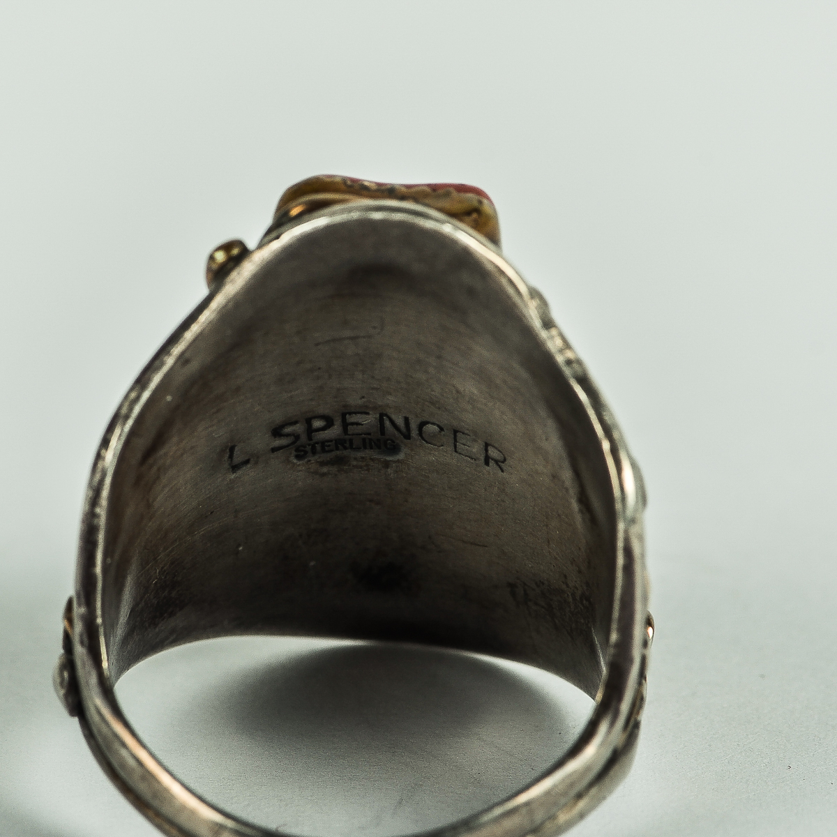 Dorothy Spencer Navajo Sterling Silver, Coral, and Turquoise Ring