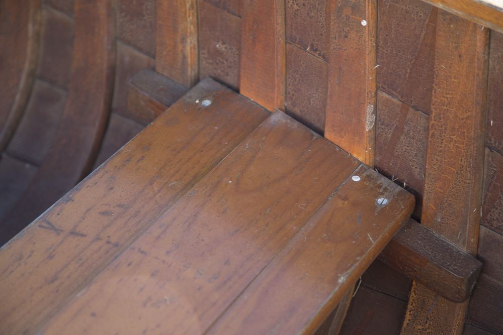 Vintage Canvas Covered Mahogany Rowboat