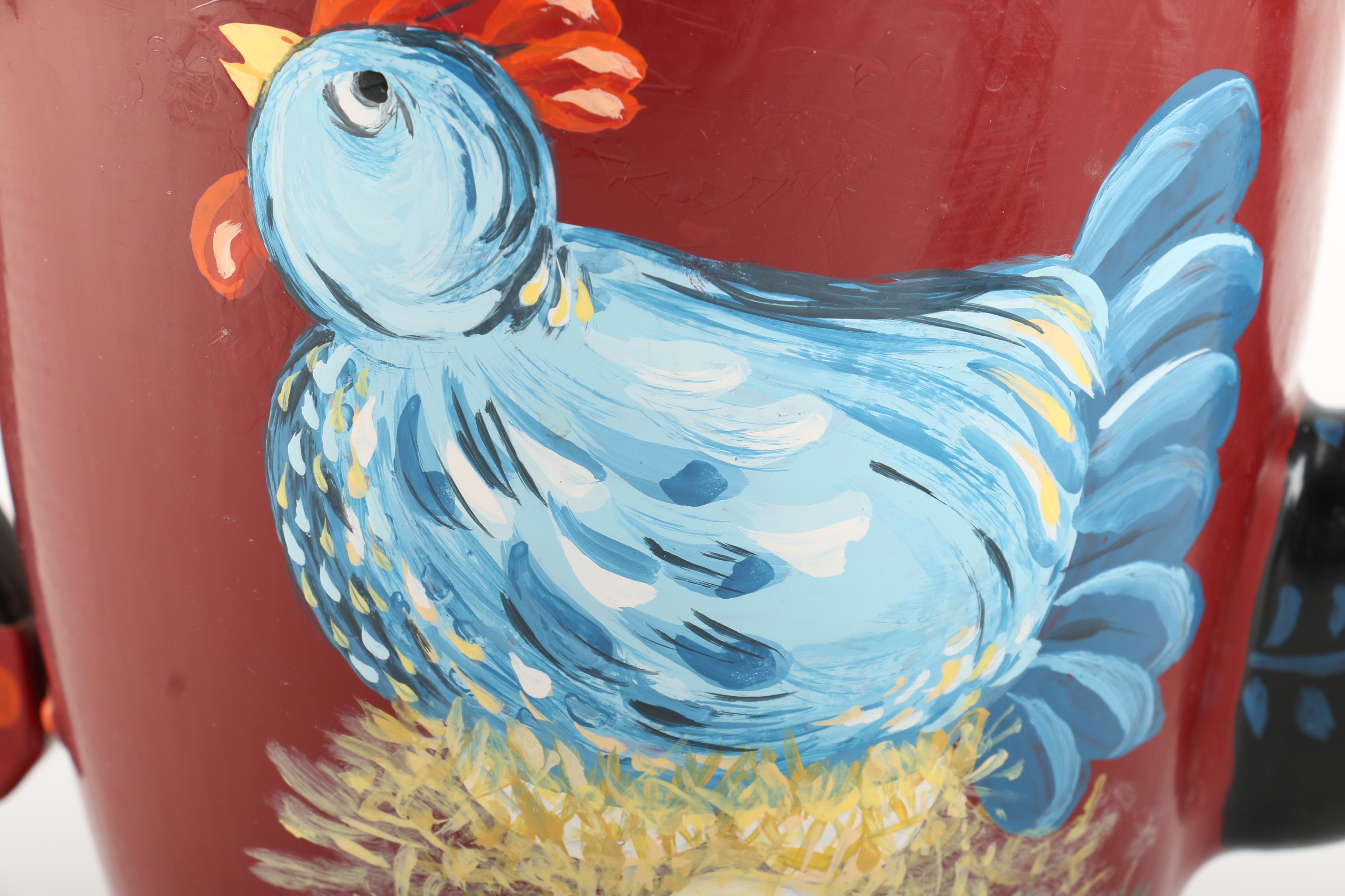 Aluminum and Stainless Steel Hen and Rooster Motif Coffee Makers