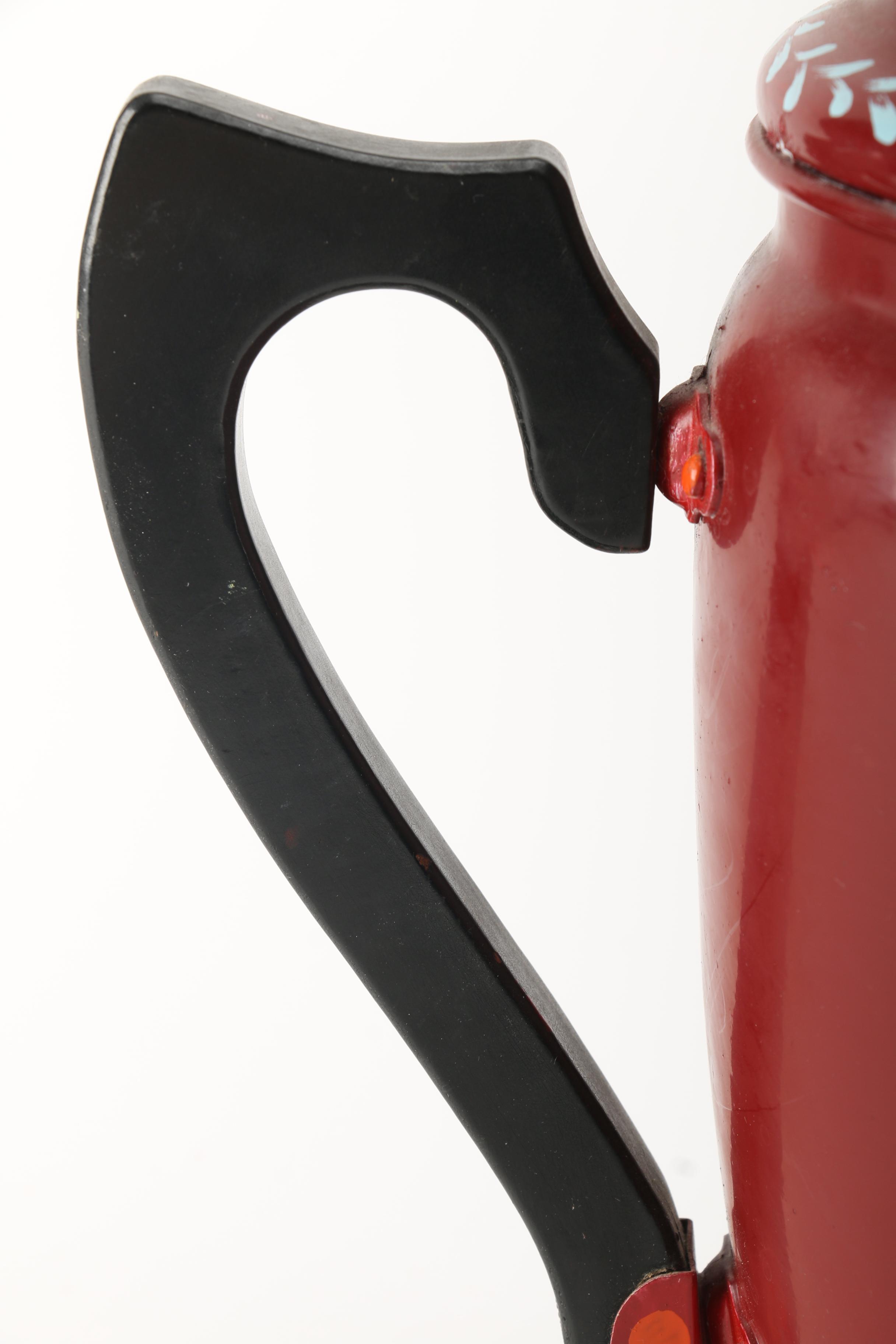 Aluminum and Stainless Steel Hen and Rooster Motif Coffee Makers