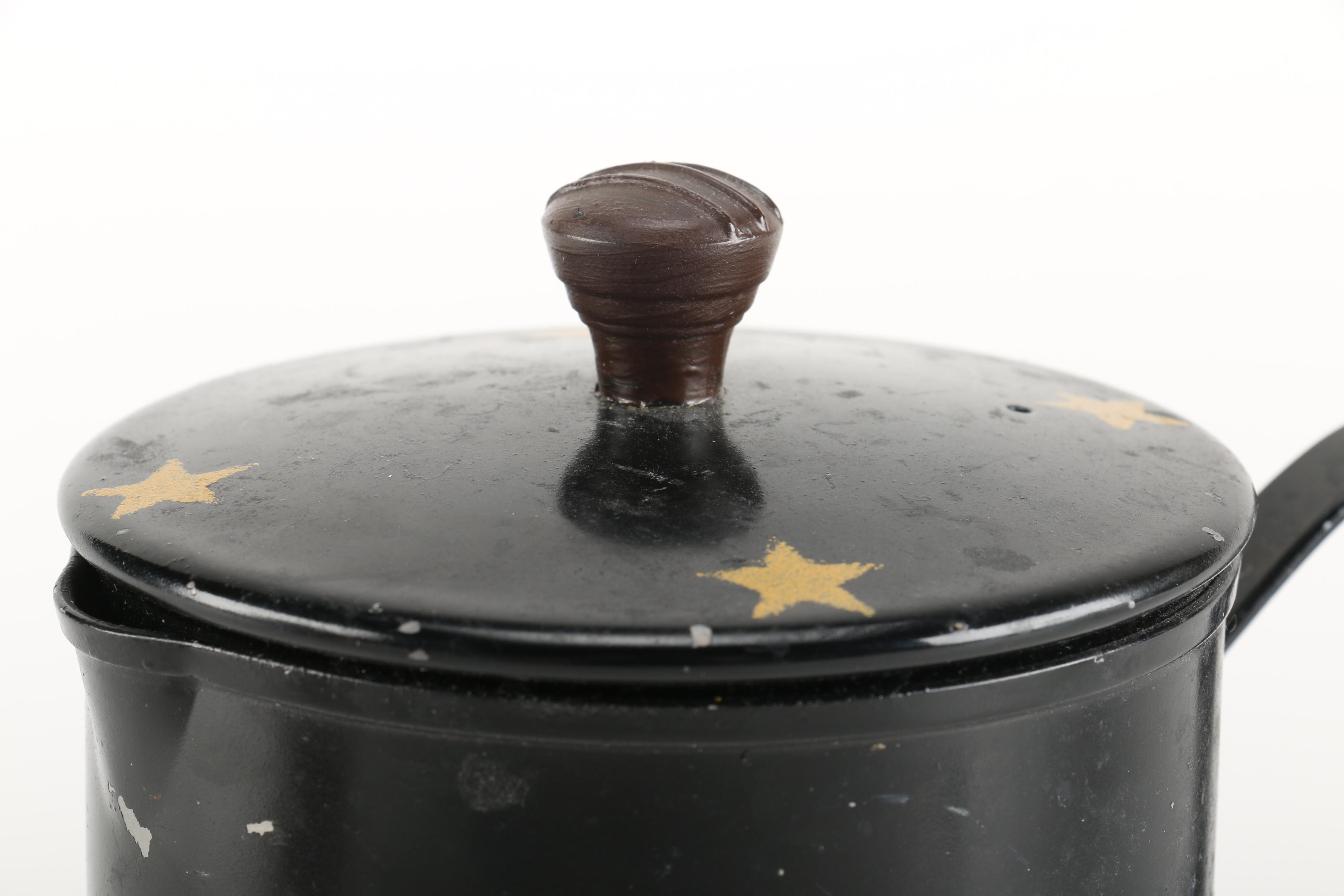 Aluminum and Stainless Steel Hen and Rooster Motif Coffee Makers