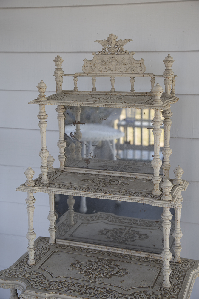 Antique Metal Mirrored Stand with Drawer