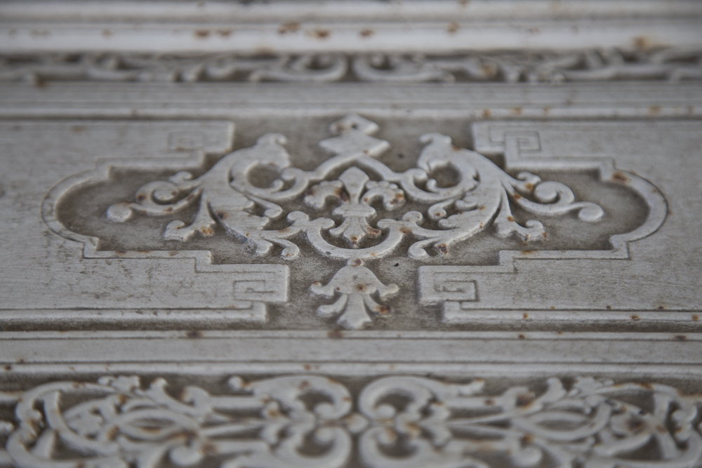 Antique Metal Mirrored Stand with Drawer