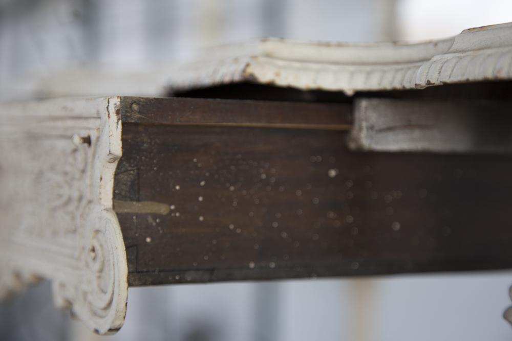 Antique Metal Mirrored Stand with Drawer