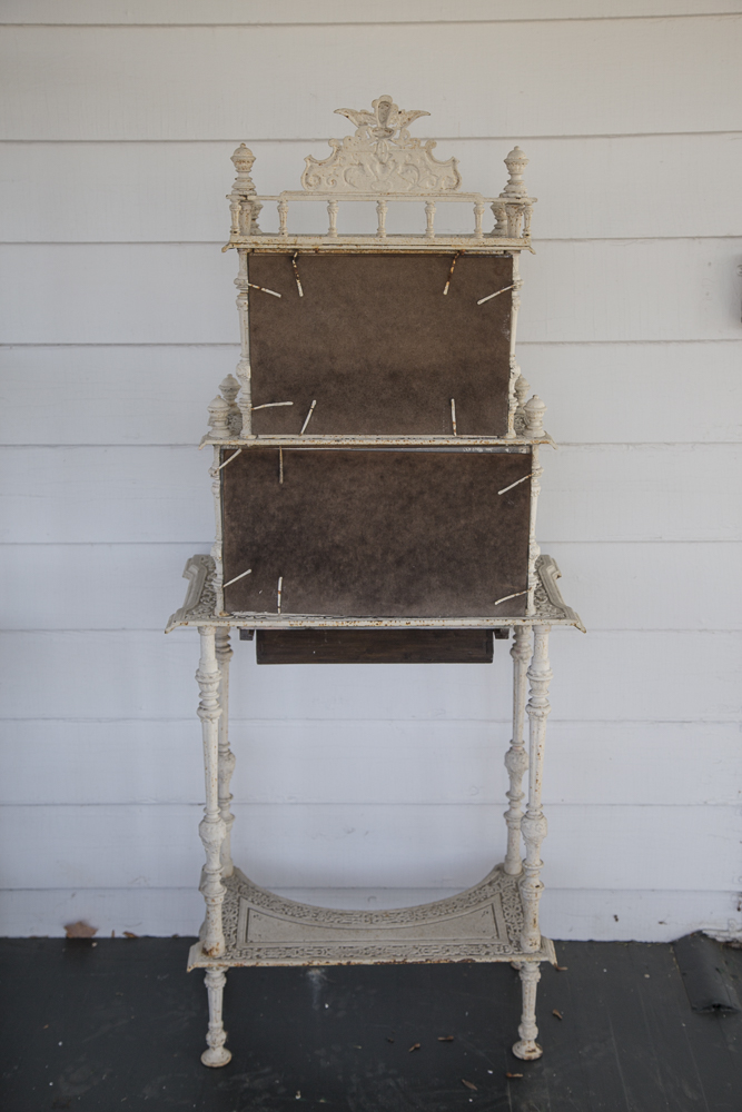 Antique Metal Mirrored Stand with Drawer