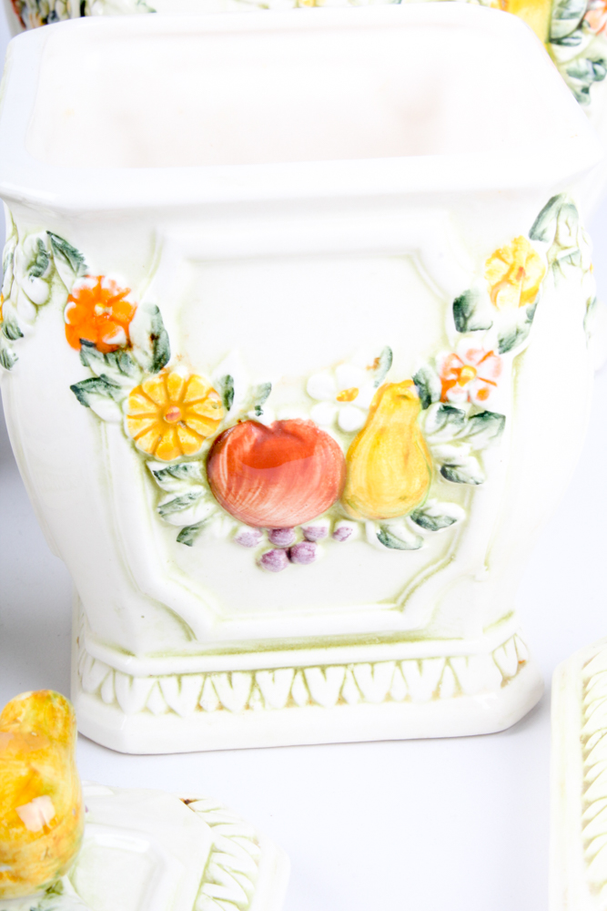 Vintage Lefton "Fruit Fantasia" Canister Set with Figural Lamp