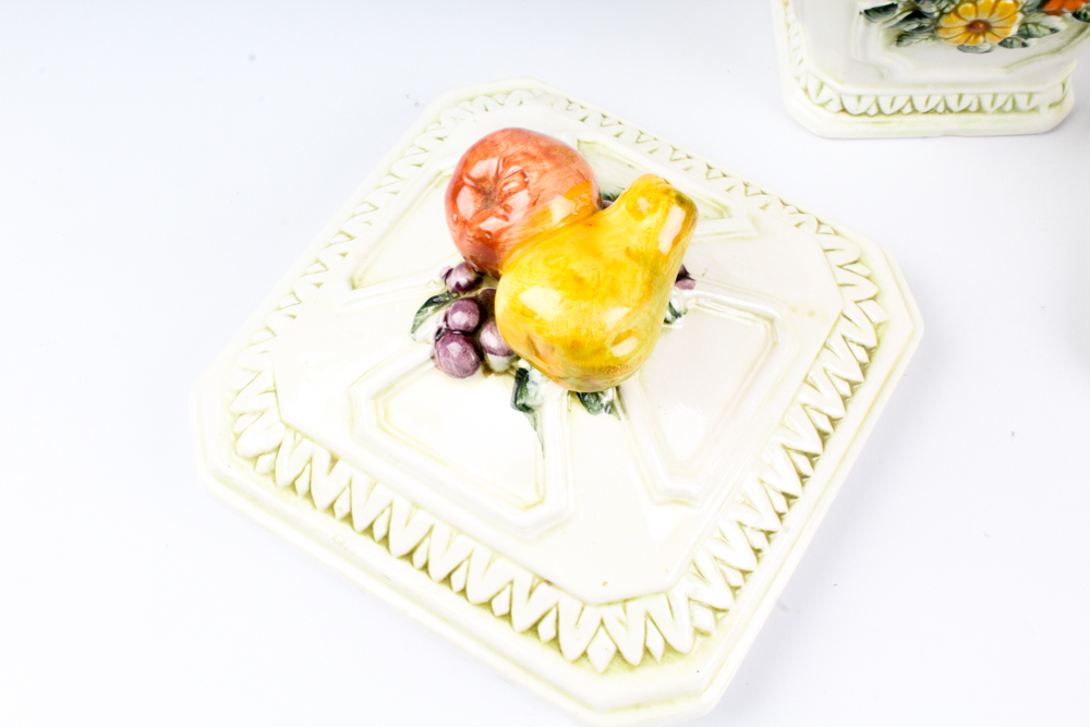 Vintage Lefton "Fruit Fantasia" Canister Set with Figural Lamp