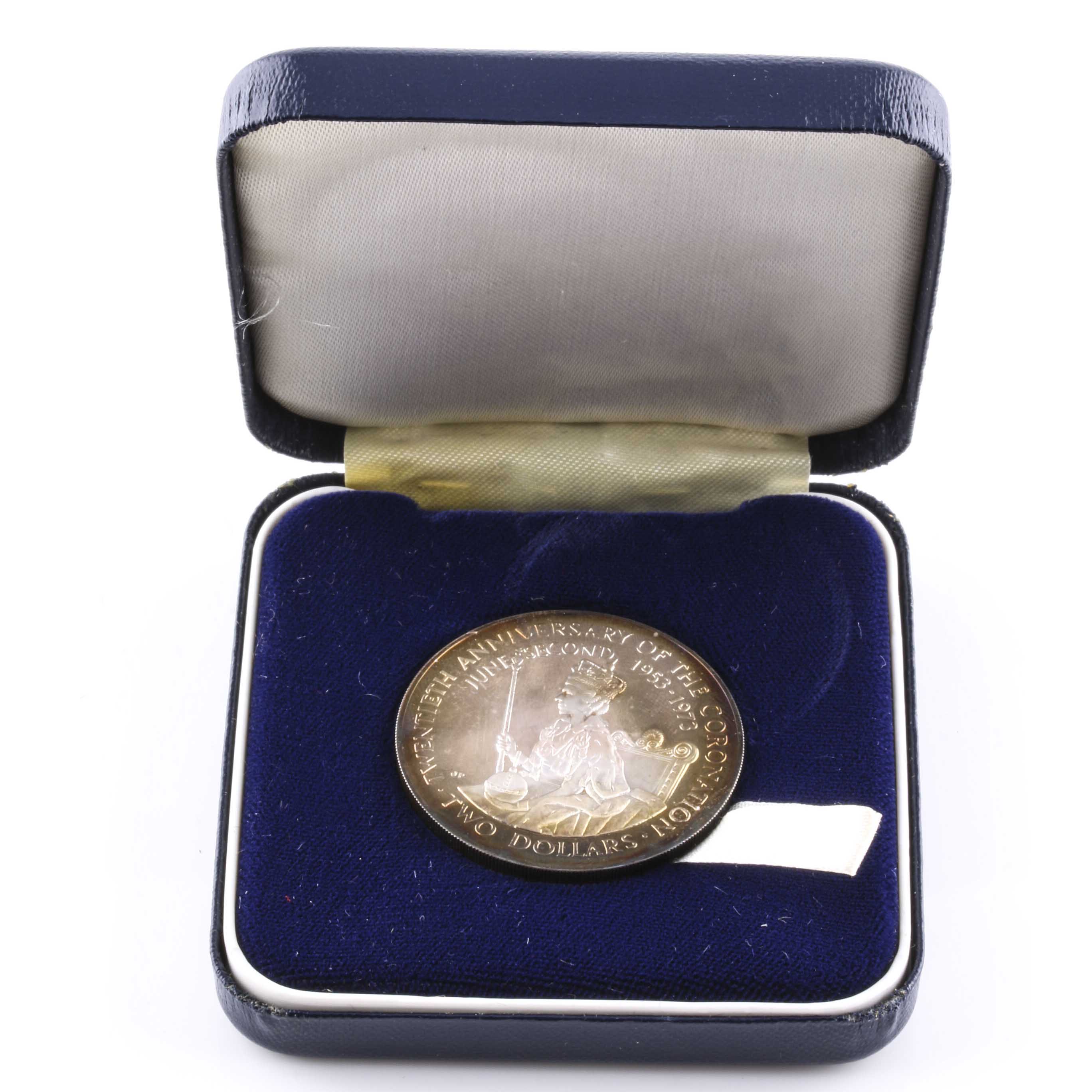 1973 Cook Islands $2 Silver Twenty Year Anniversary Coronation Commemorative Coin