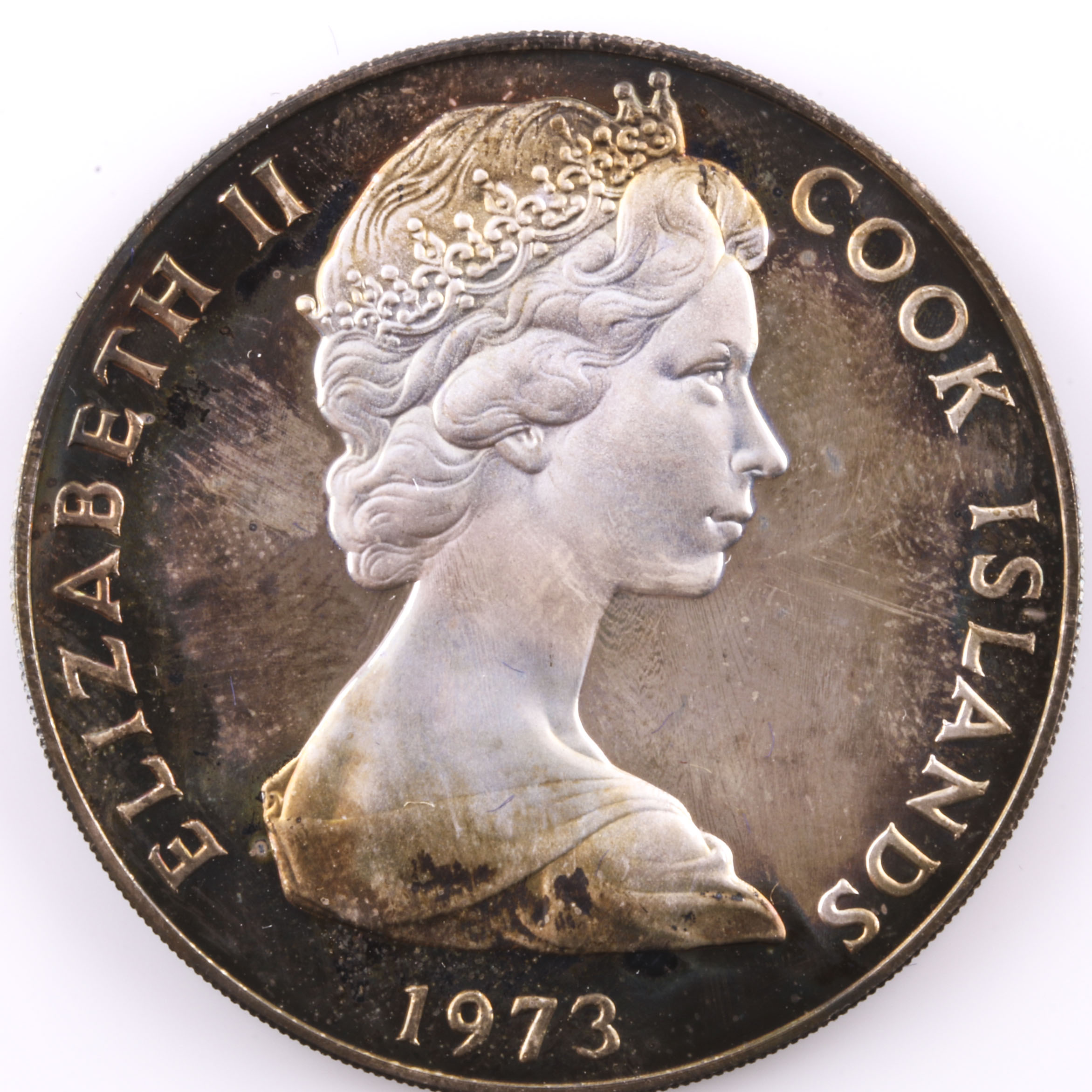 1973 Cook Islands $2 Silver Twenty Year Anniversary Coronation Commemorative Coin