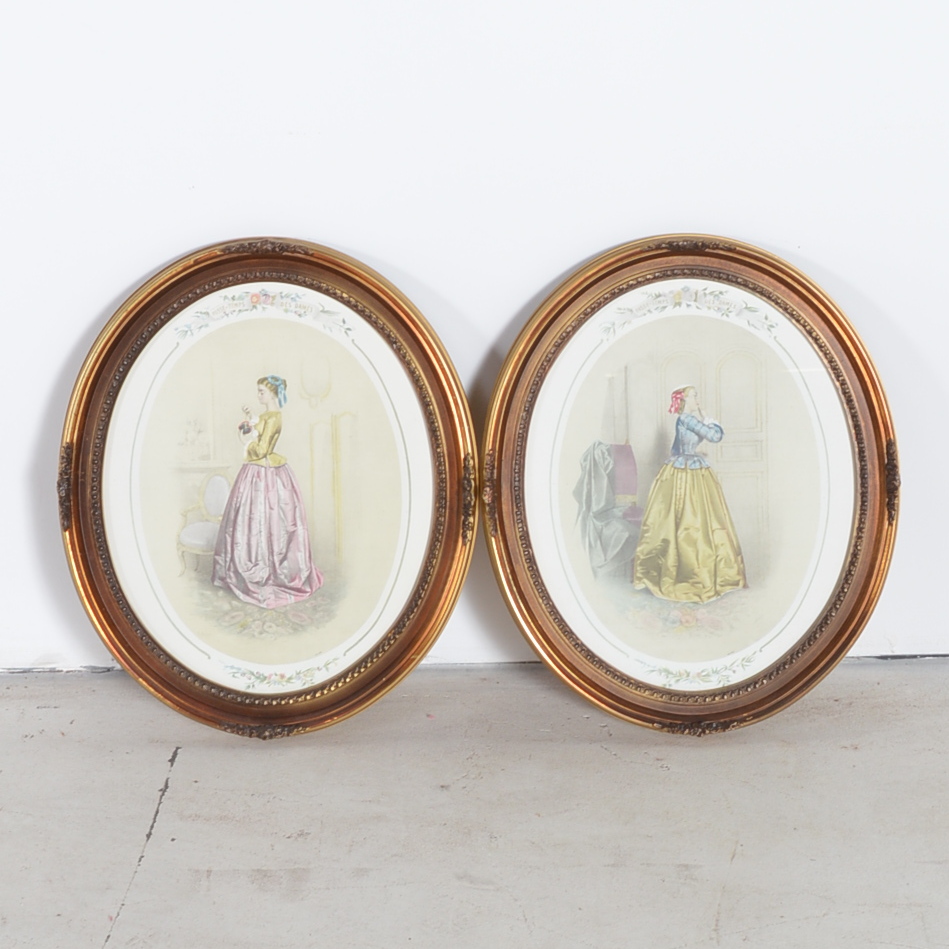 French Fashion Prints "Passe-Temps Des Dames" After A. Pingot