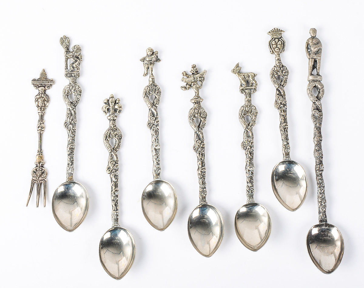 Vintage Italian Souvenir Spoons and Pickle Fork