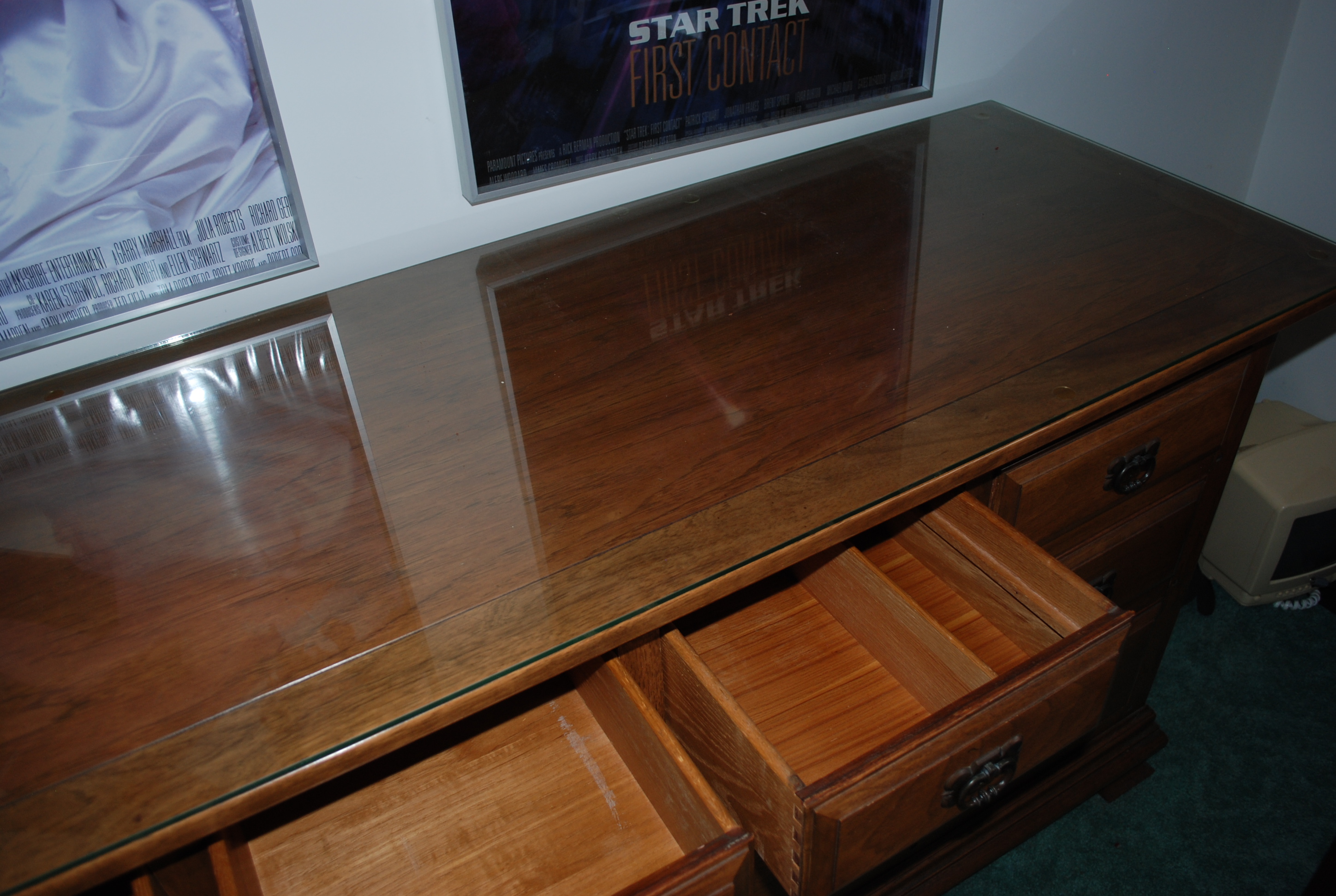 Circa 1980s Dresser With Glass Top