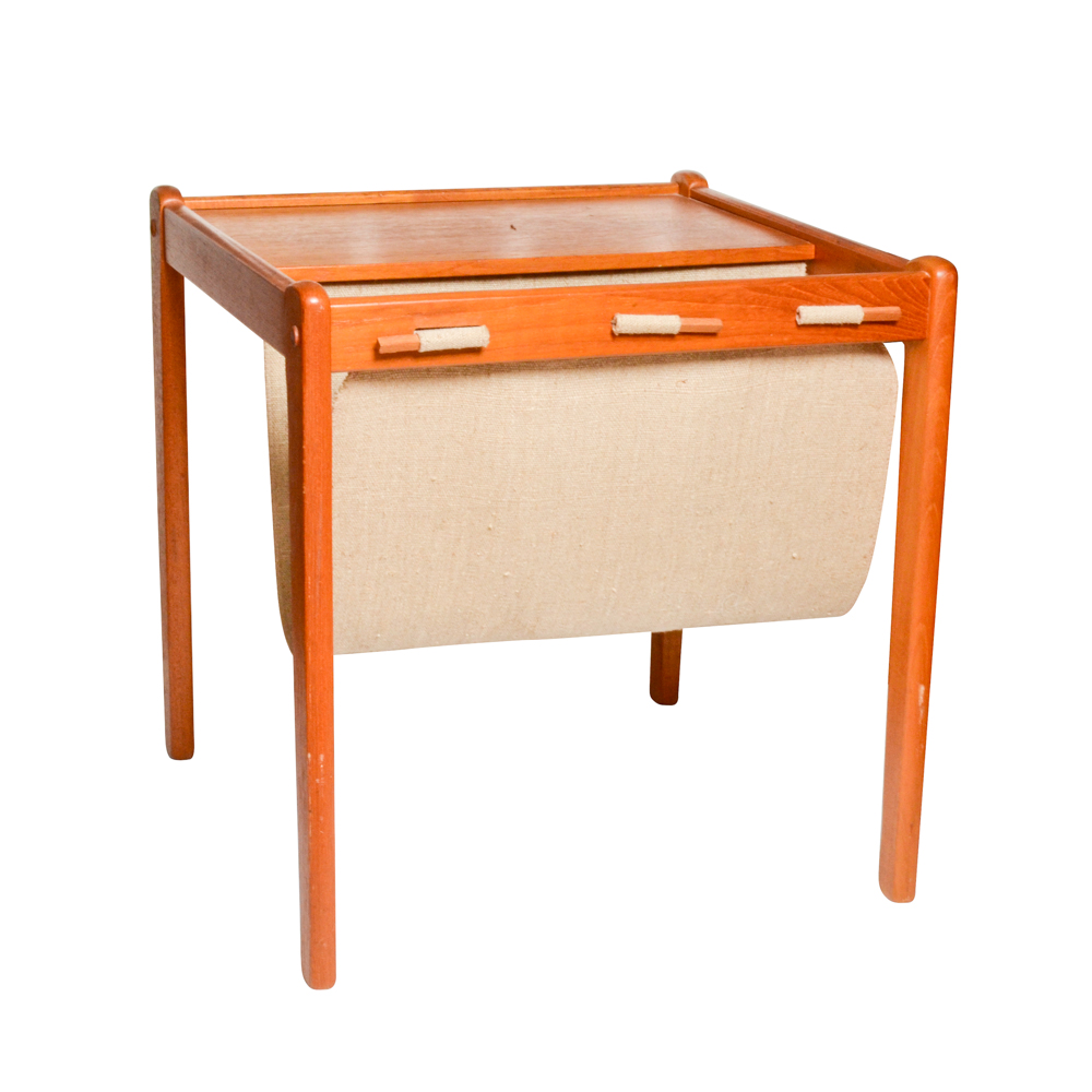 Wood and Canvas Book Sling Bedside Table