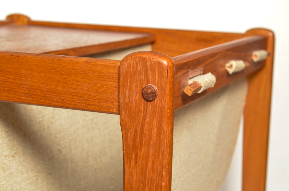 Wood and Canvas Book Sling Bedside Table